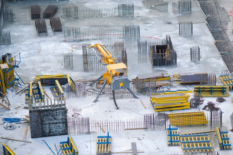 Aerial view of a construction site captured for reality-capture documentation